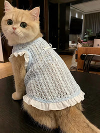 Pet Breathable Cooling Lace Vest for Cats and Small Dogs, Hair-Resistant Summer Apparel