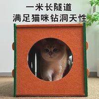 Felt Cat Tunnel Bed with Scratch Pad, Durable and Wear-Resistant, All-Season Cat Play Tunnel