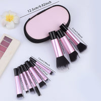10-Piece Portable Makeup Brush Set with Soft Bristles for Beginners