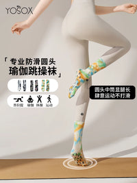 Women's Non-Slip Mid-Calf Yoga & Pilates Socks for Indoor Fitness Training