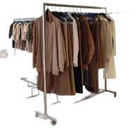 Stainless Steel Garment Rack with Wheels or Foot Pads for Retail Display