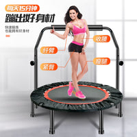 Indoor Fitness Trampoline with Handrail for Kids & Adults, Foldable Mini Rebounder for Home Exercise