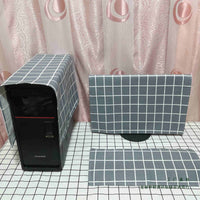 Desktop Computer Dust Cover Full Protection Set for Monitor and Mainframe, Cute Pastoral Plaid Keyboard Cover Cloth