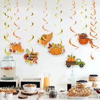 Thanksgiving Maple Leaf Pumpkin Swirl Decorations for Autumn Harvest Party