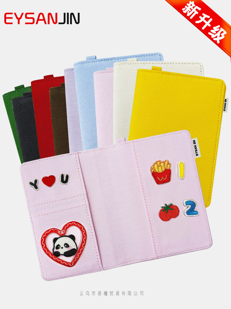 Creative Canvas Passport Holder with Card Slots, Ins-style Travel Document Organizer