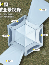 Large Hexagonal Automatic Pop-Up Tent for Camping, Outdoor Recreation, and Travel - 4 Season Universal