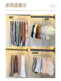 Multi-functional Belt Scarf Tie Hanger with Hooks for Closet Organization, Space-Saving Wardrobe Storage Rack