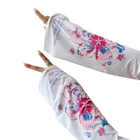 Floral Ice Silk Sun Protection Arm Sleeves for Women, UV Protection, Outdoor Cycling & Hiking