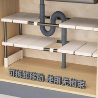Under-Sink Expandable Stainless Steel Storage Rack for Kitchen Cabinets