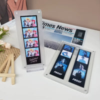 Magnetic Acrylic Photo Card Holder with Card Slot and Stand for 4-Cut Photos and Bookmarks