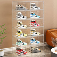 Clear Magnetic Shoe Storage Box Stackable Dustproof Organizer for Sneakers and Boots