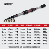 Telescopic Lure Fishing Rod Portable Short Section Sea Rod Solid Tip Metal Reel Seat Long Cast Fishing Pole