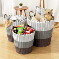 Large Woven-Look Plastic Laundry Hamper with Lid