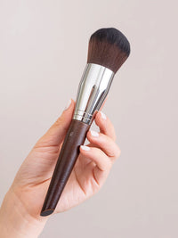 Premium Wood Handle Facial Makeup Brush Set with Fiber Bristles for Foundation, Concealer, Powder, and Blush