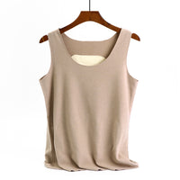Women's Thermal Patch Vest Slim Fit Round Neck Base Layer Thickened Warm Underwear