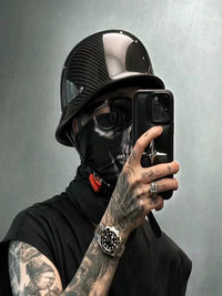 German WWII Retro Motorcycle Half Helmet with Goggles - 3C Certified