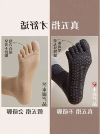 Anti-Slip Yoga Pilates Socks for Women, Pure Cotton, Odor-Resistant, Sweat-Absorbing, Mid-Calf Five-Toe Design