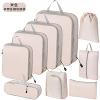 Travel Compression Packing Cubes Set with Shoe Bag for Luggage Organization