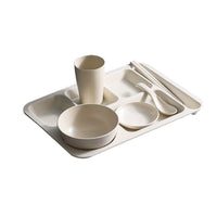 Wheat Straw 5-Compartment Divided Dinner Plate Set with Bowl, Chopsticks, and Spoon for Students and Restaurants