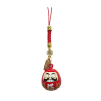 Japanese Daruma Bell Keychain for Bags, Phones, and Cars - Good Luck Charm Gift