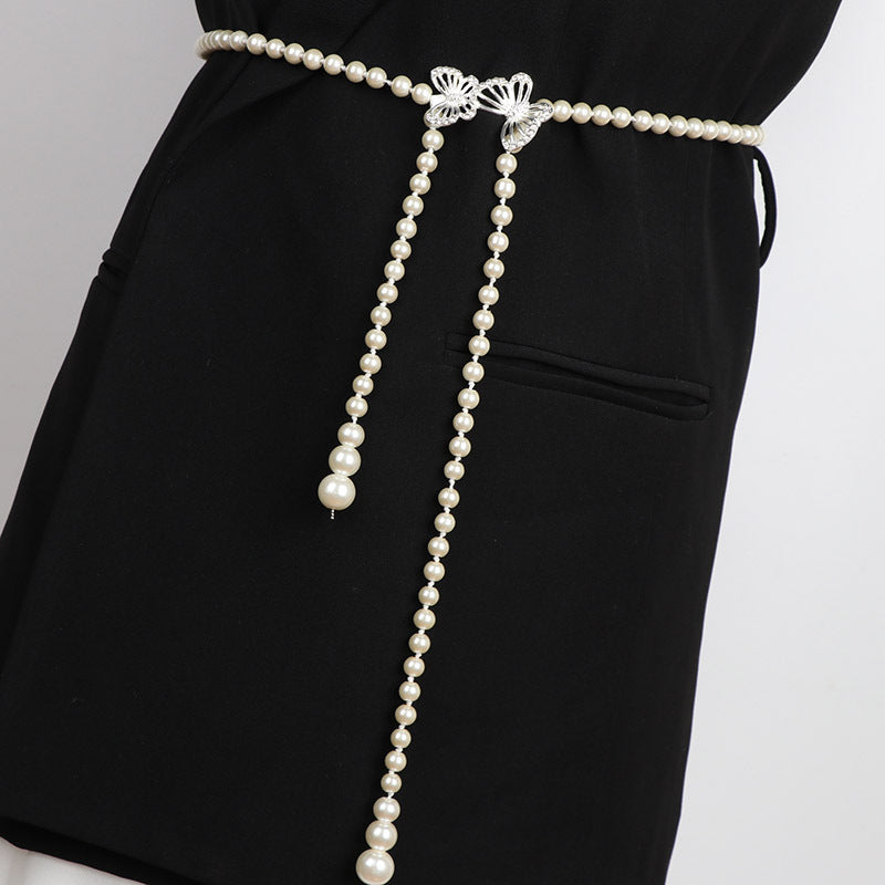Korean Style Pearl Waist Chain Belt for Dresses and Skirts