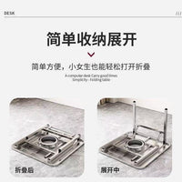 Stainless Steel BBQ Grill Table with Charcoal Tray, Foldable for Home and Commercial Use, Night Market Stall Square Table