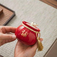 Ceramic Tea Caddy with Lid, Vintage Style, Small Airtight Storage Jar for Loose Leaf Tea, Gift Box Packaging
