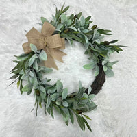 Artificial Lamb's Ear Olive Half Wreath Greenery Garland for All Seasons Door Wall Hanging Home Decor