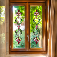 Stained Glass Style Window Film Retro Floral Pattern Self-Adhesive Privacy Decal for Home Decor