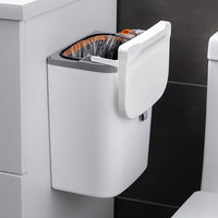 Wall-Mounted Bathroom Trash Can with Lid - Large Capacity Kitchen Waste Bin