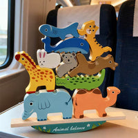 Wooden Animal Stacking Balance Game for Kids, Educational Building Blocks Toy