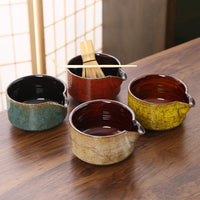 Japanese Matcha Tea Ceremony Set with Glazed Bowl and Whisk