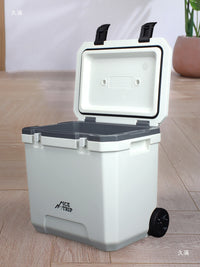Portable 24L-85L PU Insulated Cooler Box with Wheels for Outdoor Camping Fishing and Commercial Use