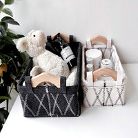 Felt Storage Basket with Wooden Handle for Desktop Organization