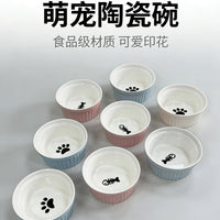 Ceramic Elevated Cat Food and Water Bowls with Anti-Tip Stand for Neck Protection