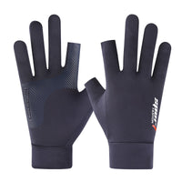 Summer Ice Silk Sun Protection Gloves for Men and Women, Two-Finger Design for Fishing, Cycling, and Delivery