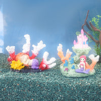Aquarium Resin Coral Reef Ornament with Aeration Function, Mermaid Mountain Rock Decor