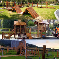 Outdoor Wooden Playground Set with Slide and Climbing Frame for Kids
