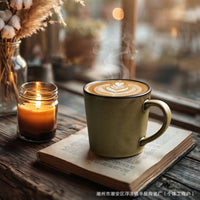 Japanese Retro Ceramic Mug 380ml - Large Capacity Coffee Cup for Latte and Drip Coffee
