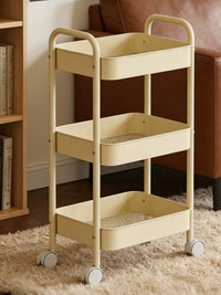 3-Tier Rolling Utility Cart with Hooks and Wheels for Kitchen, Bedroom, Bathroom Storage