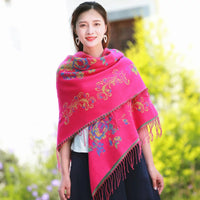 Ethnic Style Thickened Warm Shawl Scarf with Tassels for Winter