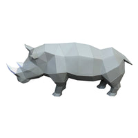 3D Papercraft Rhinoceros Model Kit - DIY Geometric Wildlife Sculpture for Home Decor