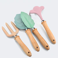Kids Garden Tool Set with Shovel, Rake, and Three-Prong Fork, Cartoon Design