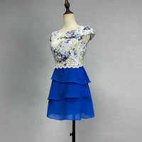 Women's Floral Short Sleeve A-Line Midi Dress
