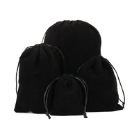 Velvet Drawstring Pouches for Jewelry, Earbuds, and Small Items - Black Storage Bags