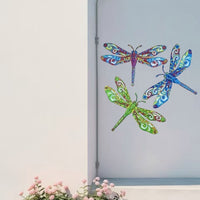 Dragonfly Metal Wall Decor for Garden and Patio, Rustic Iron Art Hanging Ornament