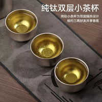 Pure Titanium Tea Set, Portable Outdoor Camping Travel Tea Infuser Set with 1 Pot and 4 Cups, Gift Box, Engraved