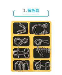 9-Piece Interlocking Metal Puzzle Set for Kids and Adults, Brain Teaser Toy