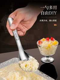 Manual Ice Shaver for Home Use, Mini Shaved Ice Machine, Commercial Ice Crusher with Spoon