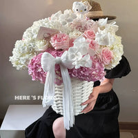 Handwoven Rattan-Style Flower Basket for DIY Bouquets and Floral Arrangements